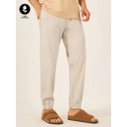 Styli Beige Cotton Relaxed Fit Joggers-picture-20