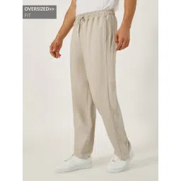 Styli Beige Cotton Relaxed Fit Solid Track Pants-picture-19