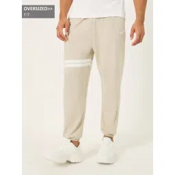 Styli Beige Cotton Relaxed Fit Striped Joggers-picture-18