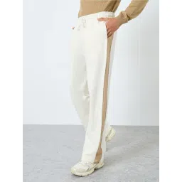 Styli Beige Cotton Relaxed Fit Striped Trackpants-picture-25