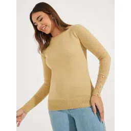 Styli Beige Plain Pullover-picture-33