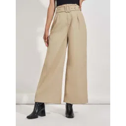 Styli Beige Plain Trousers-picture-37
