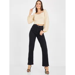 Styli Beige Striped Sweetheart Neck Crop Top image 3