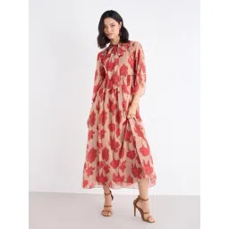 Styli Beige Synthetic Printed A-Line Dress-picture-37