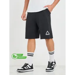 Styli Black Cotton Loose Fit Printed Shorts-picture-47