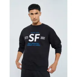 Styli Black Cotton Printed Oversized Sweatshirts-picture-42