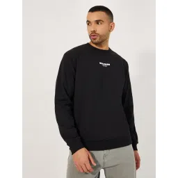 Styli Black Cotton Relaxed Fit Typography Sweatshirt-picture-26