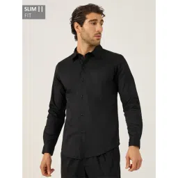 Styli Black Cotton Slim Fit Solid Shirts-picture-26