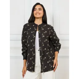 Styli Black Floral Print Shirt-picture-23