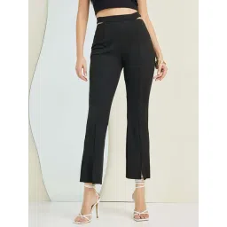 Styli Black High Rise Boot Cut Pants-picture-13