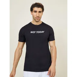Styli Black Not Today Slogan Typography Printed Regular Fit Cotton T-shirt-picture-24