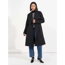 Styli Black Plain Coat-picture-29