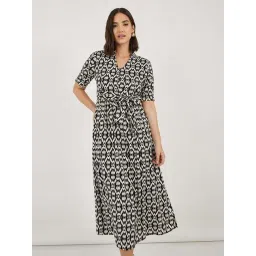 Styli Black Printed A-Line Dress-picture-10