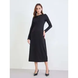 Styli Black Regular Fit Self Pattern Dress-picture-44