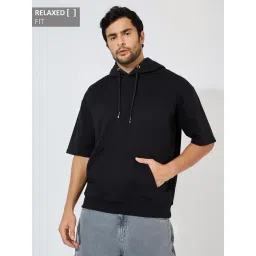 Styli Black Relaxed Fit Solid Hoodie-picture-29