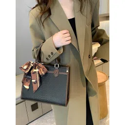 Styli Black Scarf Textured Handbag image 5