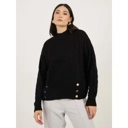 Styli Black Self Design Sweater-picture-41