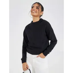 Styli Black Self Pattern Pullover-picture-21