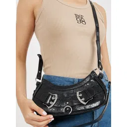 Styli Black Solid Shoulder Handbag image 1