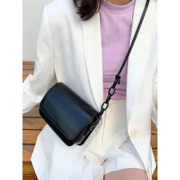 Styli Black Solid Sling Handbag image 1