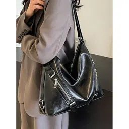 Styli Black Solid Tote Handbag-picture-40