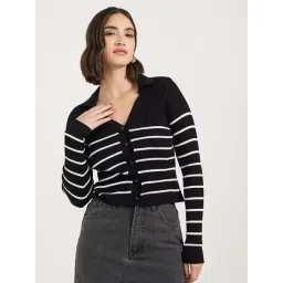 Styli Black Striped Cardigan-picture-47