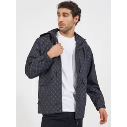 Styli Black Typography Printed Hooded Concealed Pocket Detail Lined Parka Jacket-picture-29