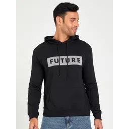 Styli Black Typography Printed Relaxed Fit Hooded Cotton Pullover Sweatshirt-picture-41