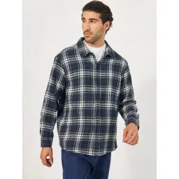Styli Blue Lumberjack Brushed Flannel Checkered Relaxed Fit Shirt-picture-32