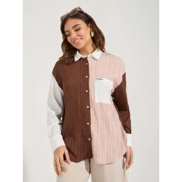 Styli Brown & Pink Color-Block Shirt-picture-35