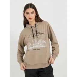 Styli Brown Cotton Printed Hoodie-picture-41