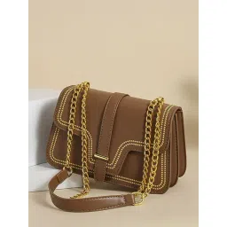 Styli Brown Embellished Cross Body Bag-picture-32