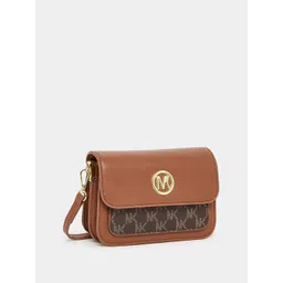 Styli Brown M Letter Patch Structured Sling Bag-picture-29