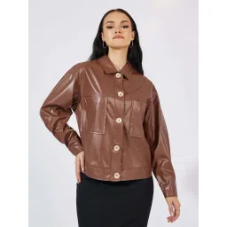 Styli Brown Plain Jacket-picture-26