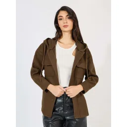 Styli Brown Plain Jacket image 3