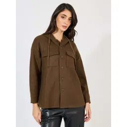 Styli Brown Plain Jacket image 1