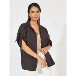 Styli Brown Plain Shirt image 3