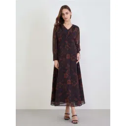 Styli Brown Regular Fit Floral Print Dress-picture-19