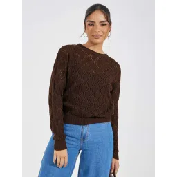 Styli Brown Self Pattern Pullover-picture-16