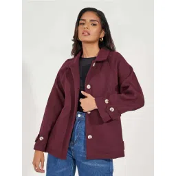 Styli Burgundy Plain Blazer-picture-10