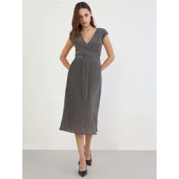 Styli Charcoal Regular Fit Self Pattern Dress-picture-17