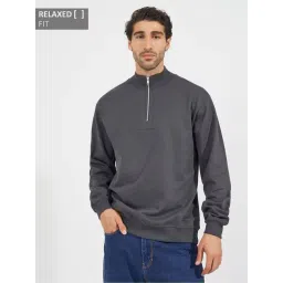 Styli Charcoal Relaxed fit Solid Sweatshirts-picture-21