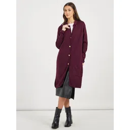 Styli Collared Long Length Acrylic Cardigan-picture-32