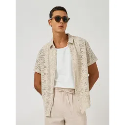 Styli Cream Cotton Regular Fit Texture Shirt-picture-39