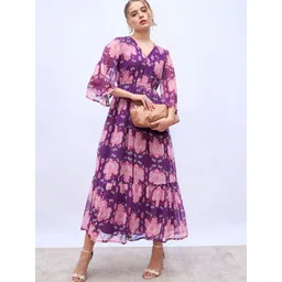 Styli Floral Print Bell Sleeve A-Line Maxi Dress-picture-21