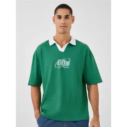 Styli Green Cotton Oversized Printed Polo T-Shirt-picture-17