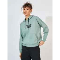 Styli Green Cotton Printed Hoodie-picture-10