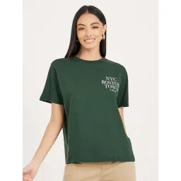 Styli Green Cotton Printed T-Shirt-picture-10