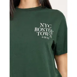 Styli Green Cotton Printed T-Shirt image 5