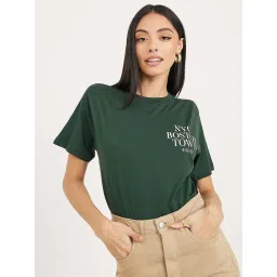 Styli Green Cotton Printed T-Shirt image 3